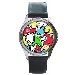 Colorful Abtraction Round Metal Watch by Valentinaart