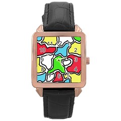 Colorful Abtraction Rose Gold Leather Watch  by Valentinaart