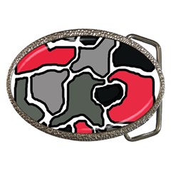 Black, Gray And Red Abstraction Belt Buckles by Valentinaart