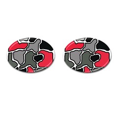 Black, Gray And Red Abstraction Cufflinks (oval) by Valentinaart