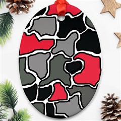 Black, Gray And Red Abstraction Oval Ornament (two Sides) by Valentinaart