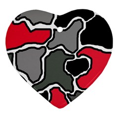 Black, Gray And Red Abstraction Heart Ornament (2 Sides) by Valentinaart