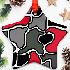 Black, Gray And Red Abstraction Star Ornament (two Sides)  by Valentinaart