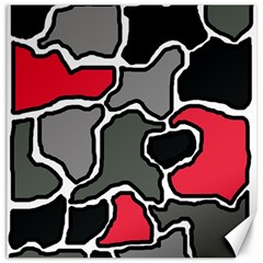 Black, Gray And Red Abstraction Canvas 20  X 20   by Valentinaart