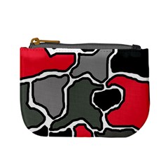 Black, Gray And Red Abstraction Mini Coin Purses by Valentinaart