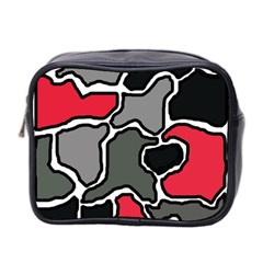 Black, Gray And Red Abstraction Mini Toiletries Bag 2-side by Valentinaart