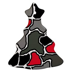 Black, Gray And Red Abstraction Ornament (christmas Tree) by Valentinaart