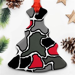 Black, Gray And Red Abstraction Christmas Tree Ornament (2 Sides) by Valentinaart