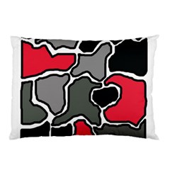 Black, Gray And Red Abstraction Pillow Case (two Sides) by Valentinaart