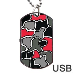 Black, Gray And Red Abstraction Dog Tag Usb Flash (two Sides)  by Valentinaart