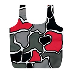 Black, Gray And Red Abstraction Full Print Recycle Bags (l)  by Valentinaart