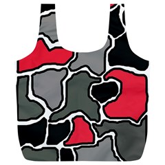 Black, Gray And Red Abstraction Full Print Recycle Bags (l)  by Valentinaart