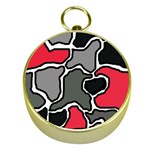 Black, gray and red abstraction Gold Compasses Front