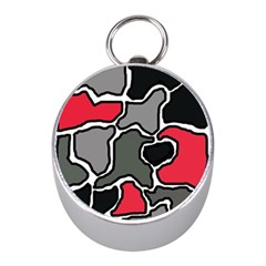 Black, Gray And Red Abstraction Mini Silver Compasses by Valentinaart