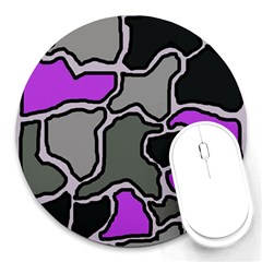 Purple And Gray Abstraction Round Mousepads by Valentinaart