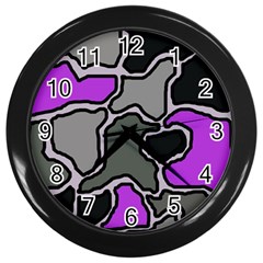 Purple And Gray Abstraction Wall Clocks (black) by Valentinaart