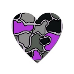 Purple And Gray Abstraction Heart Magnet by Valentinaart