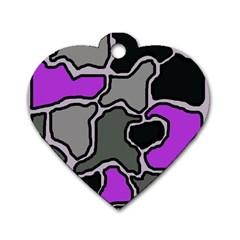 Purple And Gray Abstraction Dog Tag Heart (two Sides) by Valentinaart