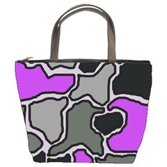 Purple And Gray Abstraction Bucket Bags by Valentinaart