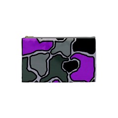 Purple And Gray Abstraction Cosmetic Bag (small)  by Valentinaart