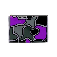 Purple And Gray Abstraction Cosmetic Bag (medium)  by Valentinaart