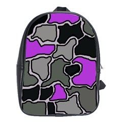 Purple And Gray Abstraction School Bags(large)  by Valentinaart