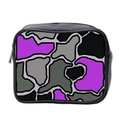 Purple And Gray Abstraction Mini Toiletries Bag 2-side by Valentinaart