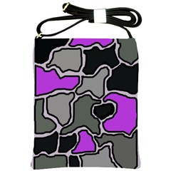 Purple And Gray Abstraction Shoulder Sling Bags by Valentinaart