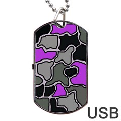 Purple And Gray Abstraction Dog Tag Usb Flash (two Sides)  by Valentinaart