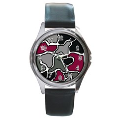 Decorative Abstraction Round Metal Watch by Valentinaart