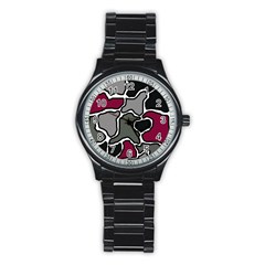 Decorative Abstraction Stainless Steel Round Watch by Valentinaart