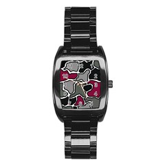 Decorative Abstraction Stainless Steel Barrel Watch by Valentinaart