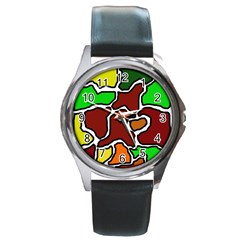 Africa Abstraction Round Metal Watch by Valentinaart