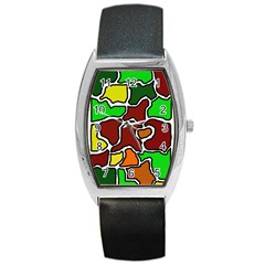 Africa Abstraction Barrel Style Metal Watch by Valentinaart