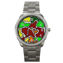 Africa Abstraction Sport Metal Watch by Valentinaart