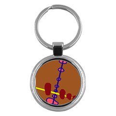 Brown Abstraction Key Chains (round) 