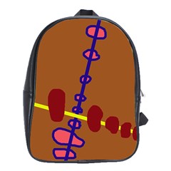 Brown Abstraction School Bags (xl)  by Valentinaart