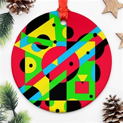 Colorful Geometrical Abstraction Ornament (round)  by Valentinaart