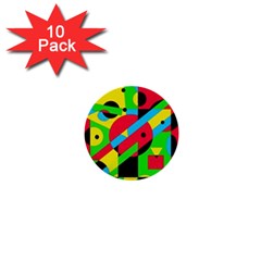 Colorful Geometrical Abstraction 1  Mini Buttons (10 Pack)  by Valentinaart