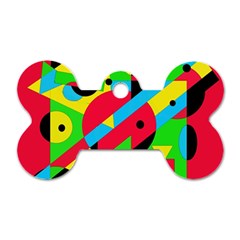 Colorful Geometrical Abstraction Dog Tag Bone (one Side) by Valentinaart