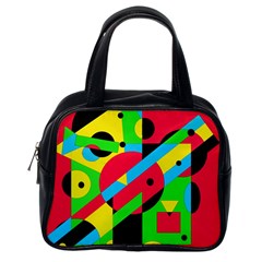 Colorful Geometrical Abstraction Classic Handbags (one Side) by Valentinaart