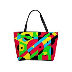 Colorful Geometrical Abstraction Shoulder Handbags by Valentinaart