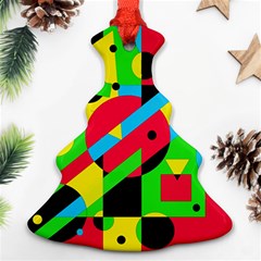 Colorful Geometrical Abstraction Christmas Tree Ornament (2 Sides) by Valentinaart