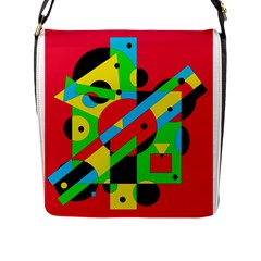 Colorful Geometrical Abstraction Flap Messenger Bag (l)  by Valentinaart