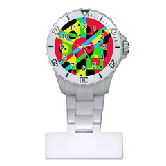 Colorful Geometrical Abstraction Plastic Nurses Watch by Valentinaart