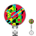 Colorful geometrical abstraction Stainless Steel Nurses Watch Front