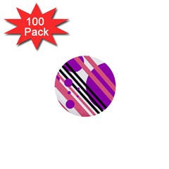 Purple Lines And Circles 1  Mini Buttons (100 Pack)  by Valentinaart