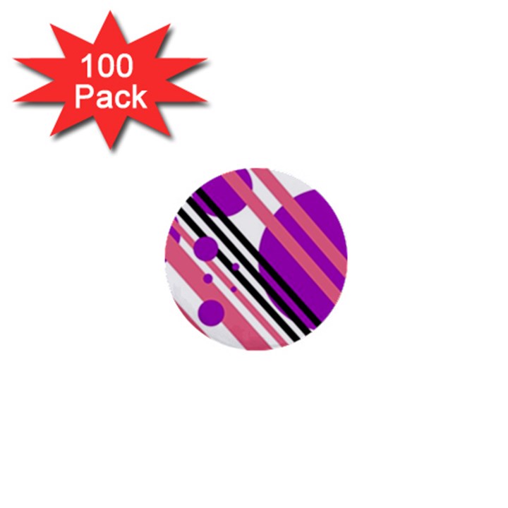 Purple lines and circles 1  Mini Buttons (100 pack) 