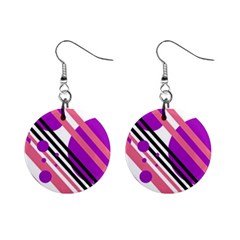 Purple Lines And Circles Mini Button Earrings by Valentinaart