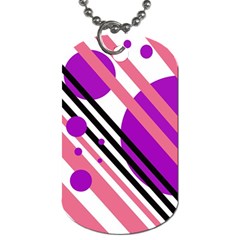 Purple Lines And Circles Dog Tag (one Side) by Valentinaart